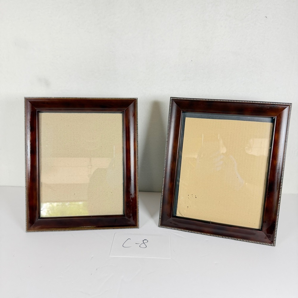 Lot of 2 Prinz 8x10 Picture Frames Dark Wood Beaded Edge Tabletop Decor C-8